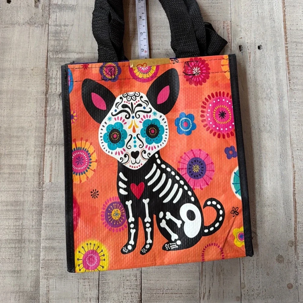 Halloween Dia de los Muertos Reusable Gift Bag 2 Pack Chihuahua Sugar Skull Dog